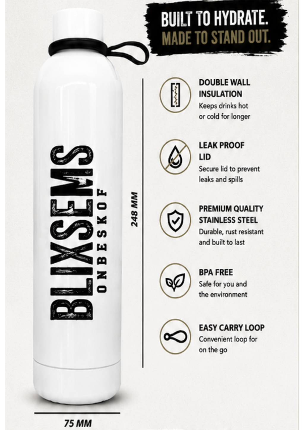 Blixsems Tommy 750 ml water bottle