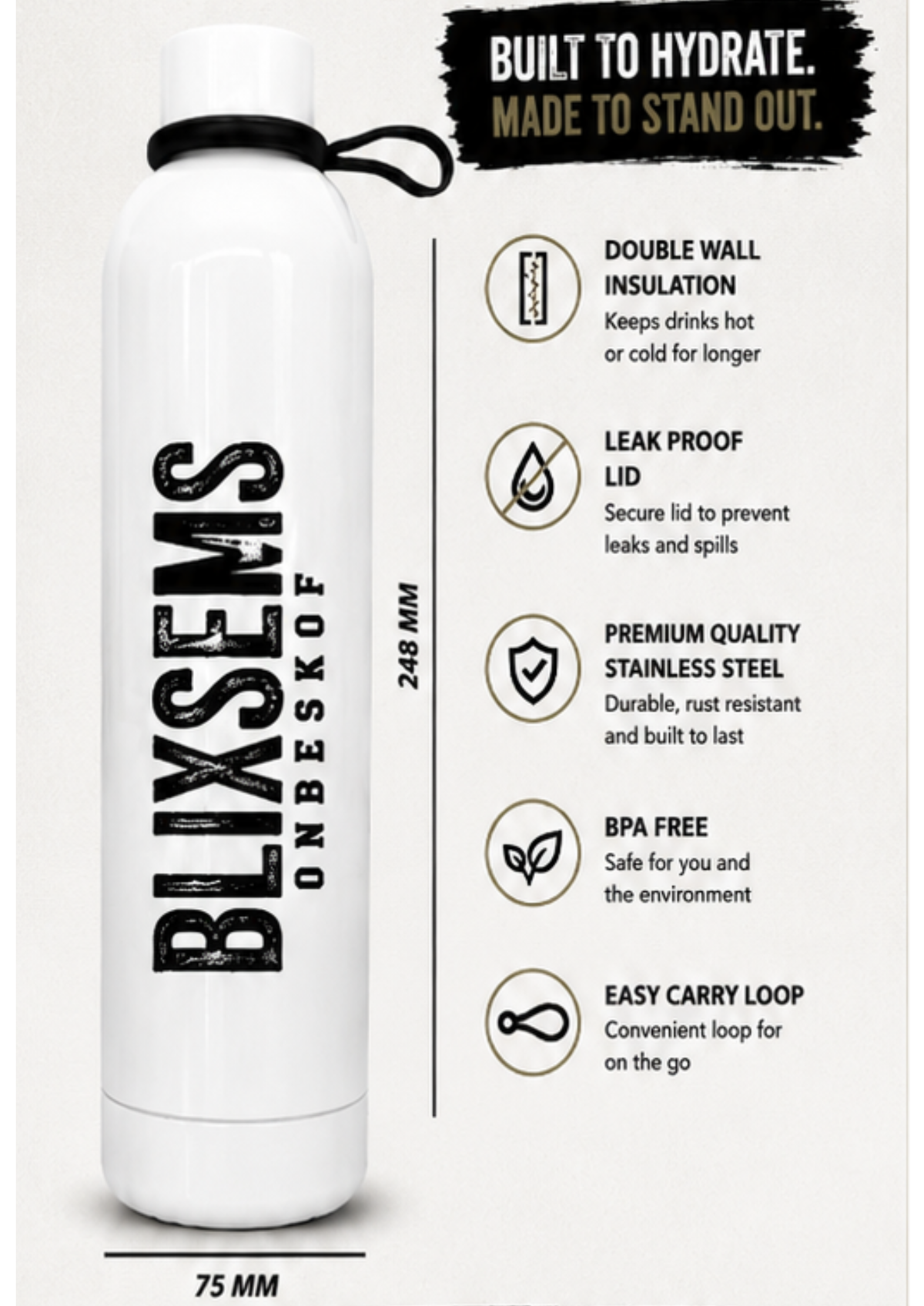 Blixsems Tommy 750 ml water bottle