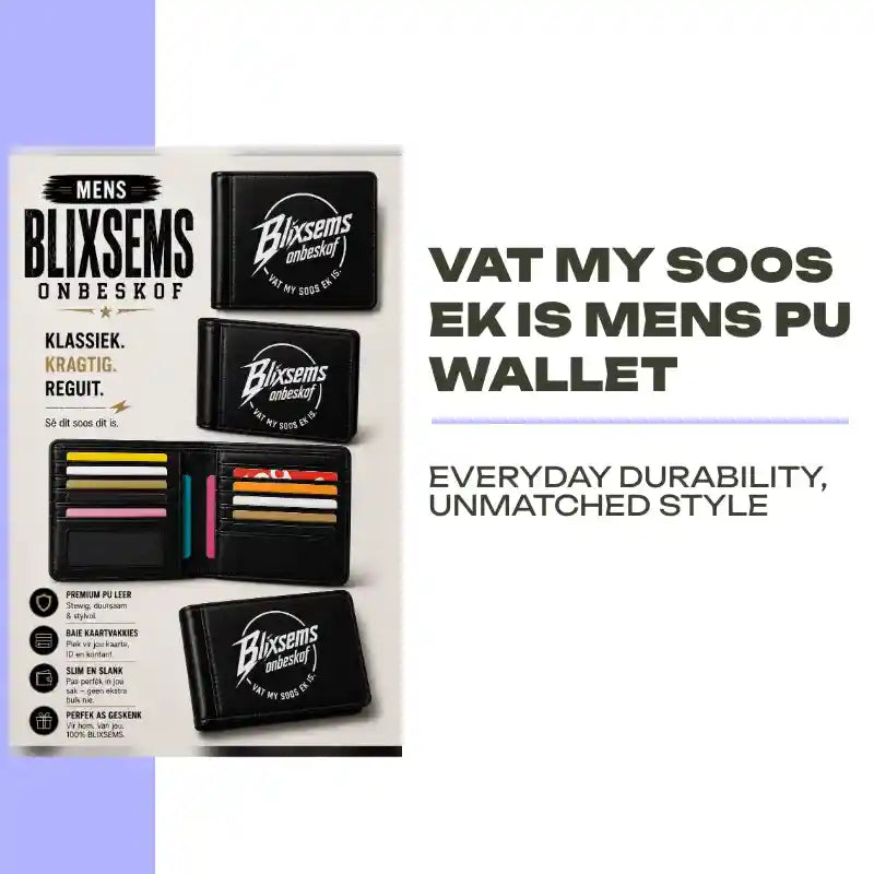 Vat my soos ek is Mens PU Wallet by@Outfy